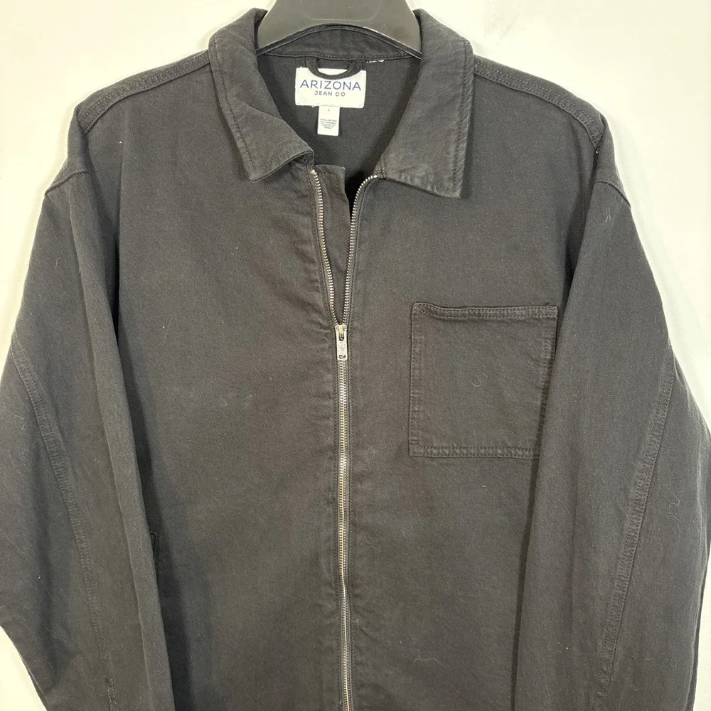 Arizona Jean Co Denim Jacket Mens Large Black Trucker Barn Cotton Classic